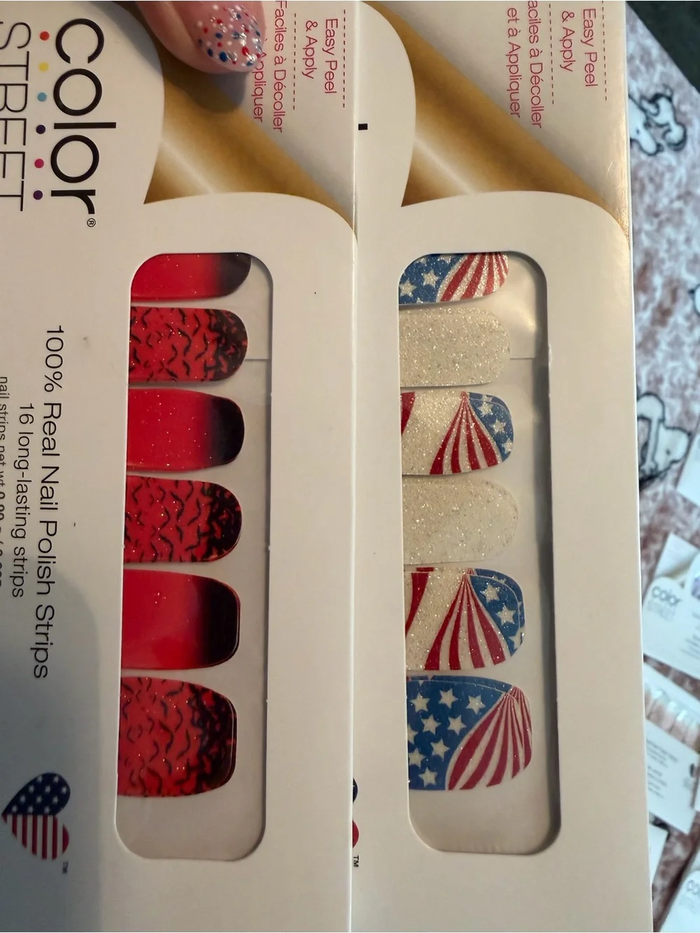Color Street Glitter Pink, Teal & Black Nail Polish Strips